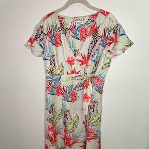 Bollie Tropical Floral Wrap Maxi Dress